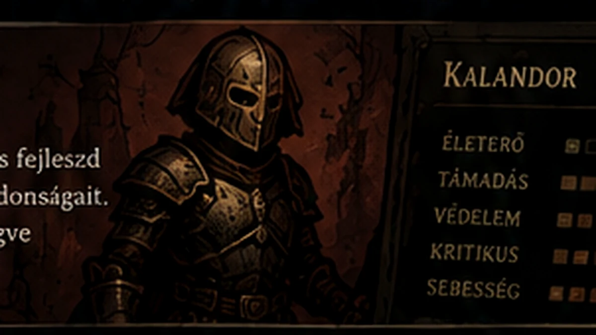 Páncélos fantasy kalandor karakterfejlesztés közben